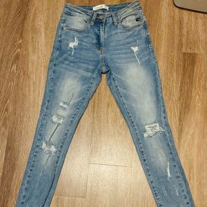 KanCan Distressed Jeans with Raw Ankle Hem - 24